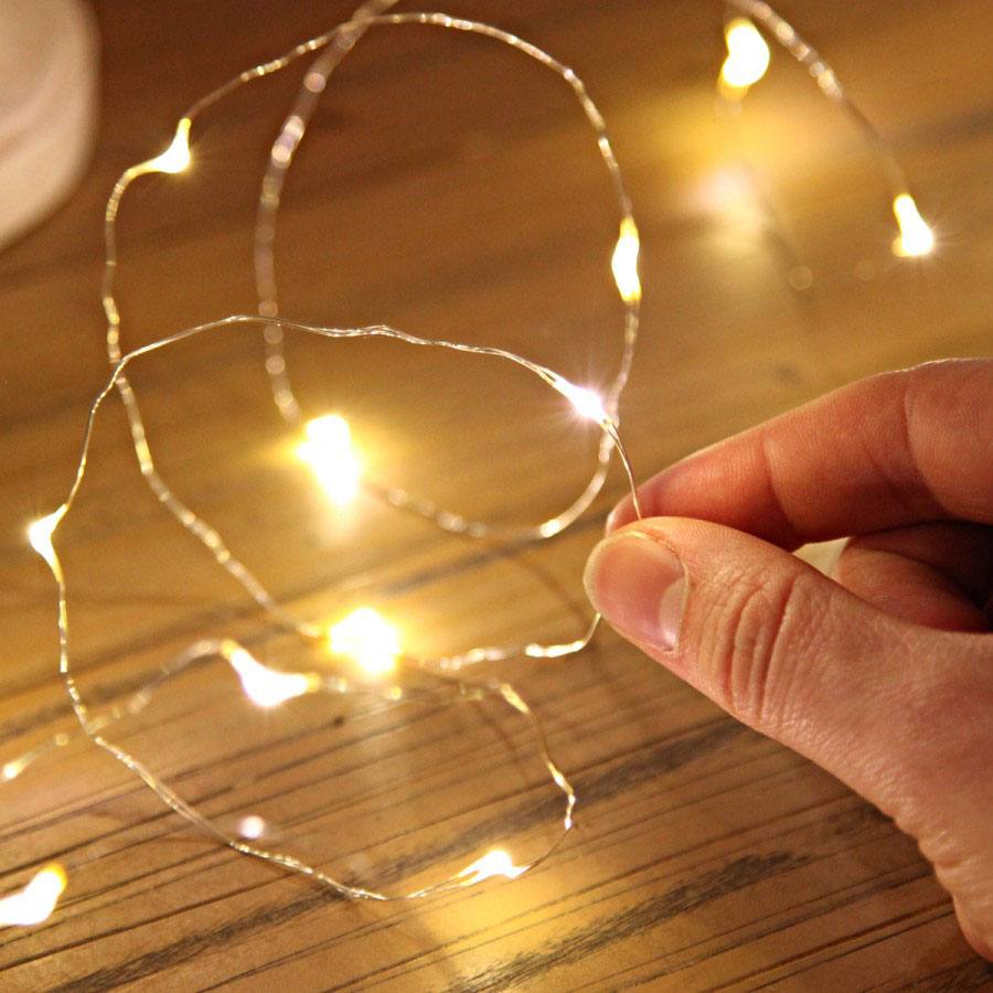 20 Warm White LED Silver Wire Micro Battery Fairy Lights 
