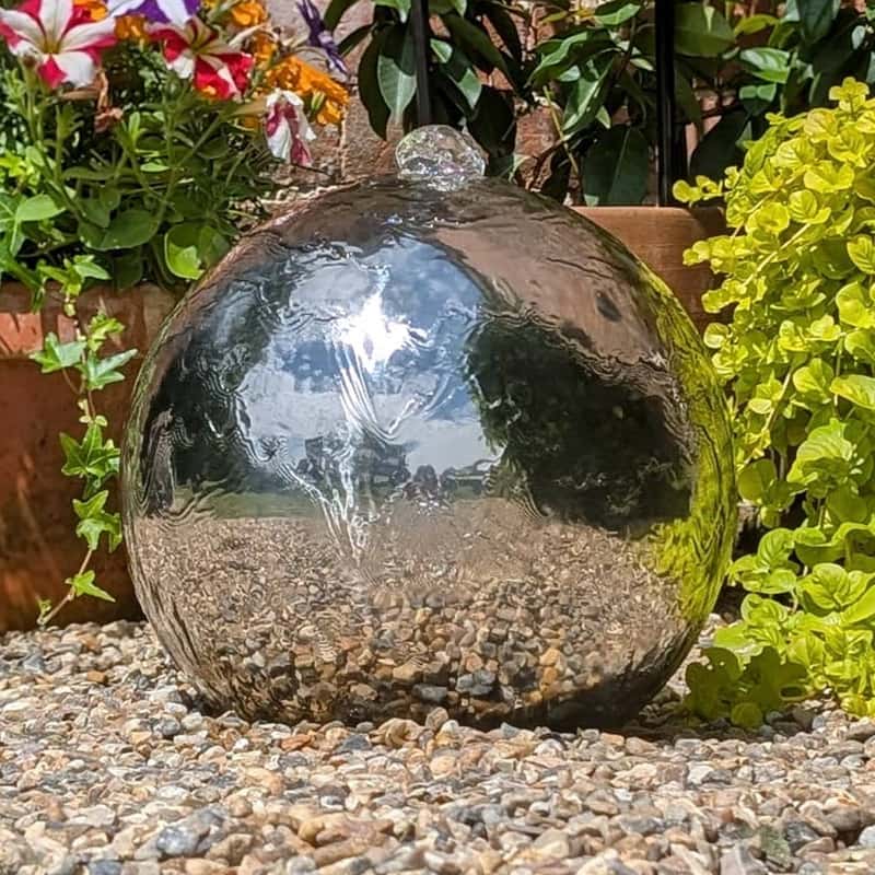 Large Stainless Steel Sphere Solar Water Feature – 40 cm
