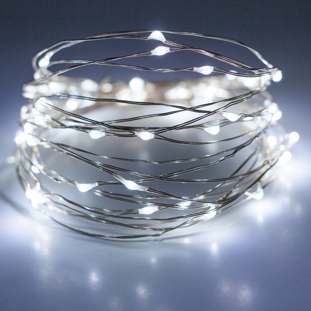 Ultra Fine Wire White battery operated Xmas lights 40 LED