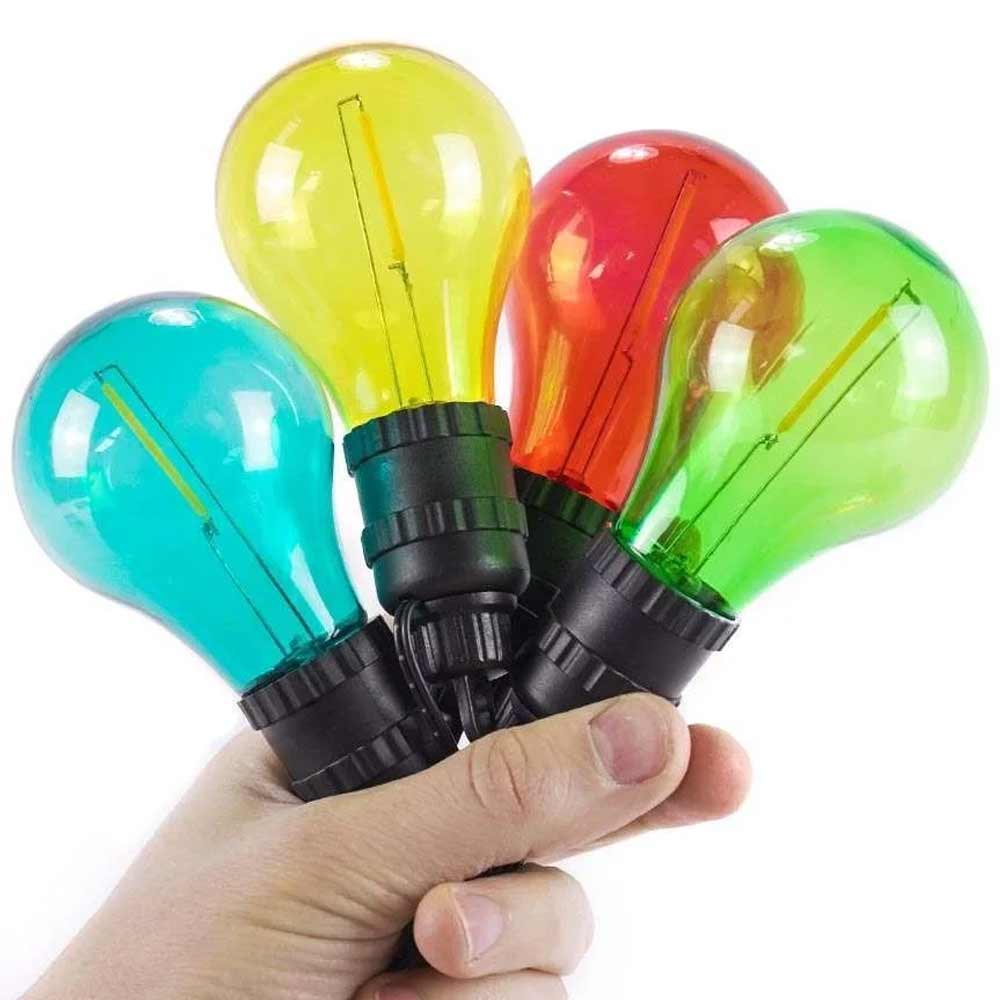Battery Festoon Party Lights 10 Multi Colour close up of coloured bulbs