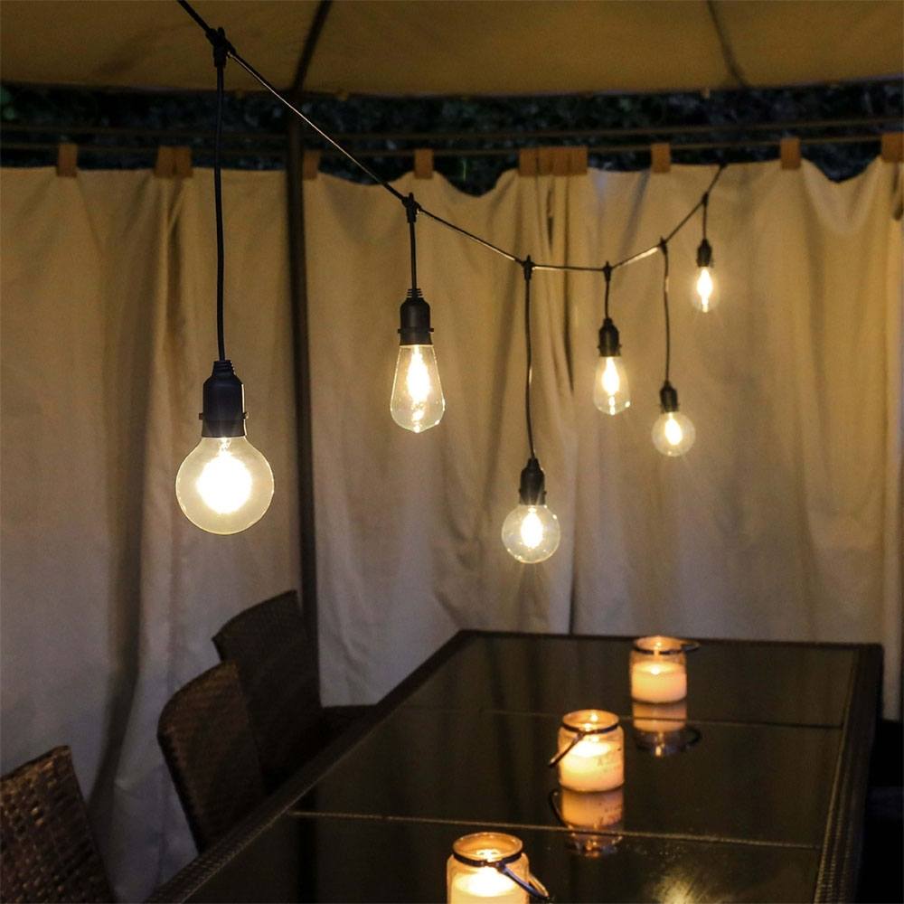 Bistro Festoon Lights with Filament Bulbs in Restaurant Marquee
