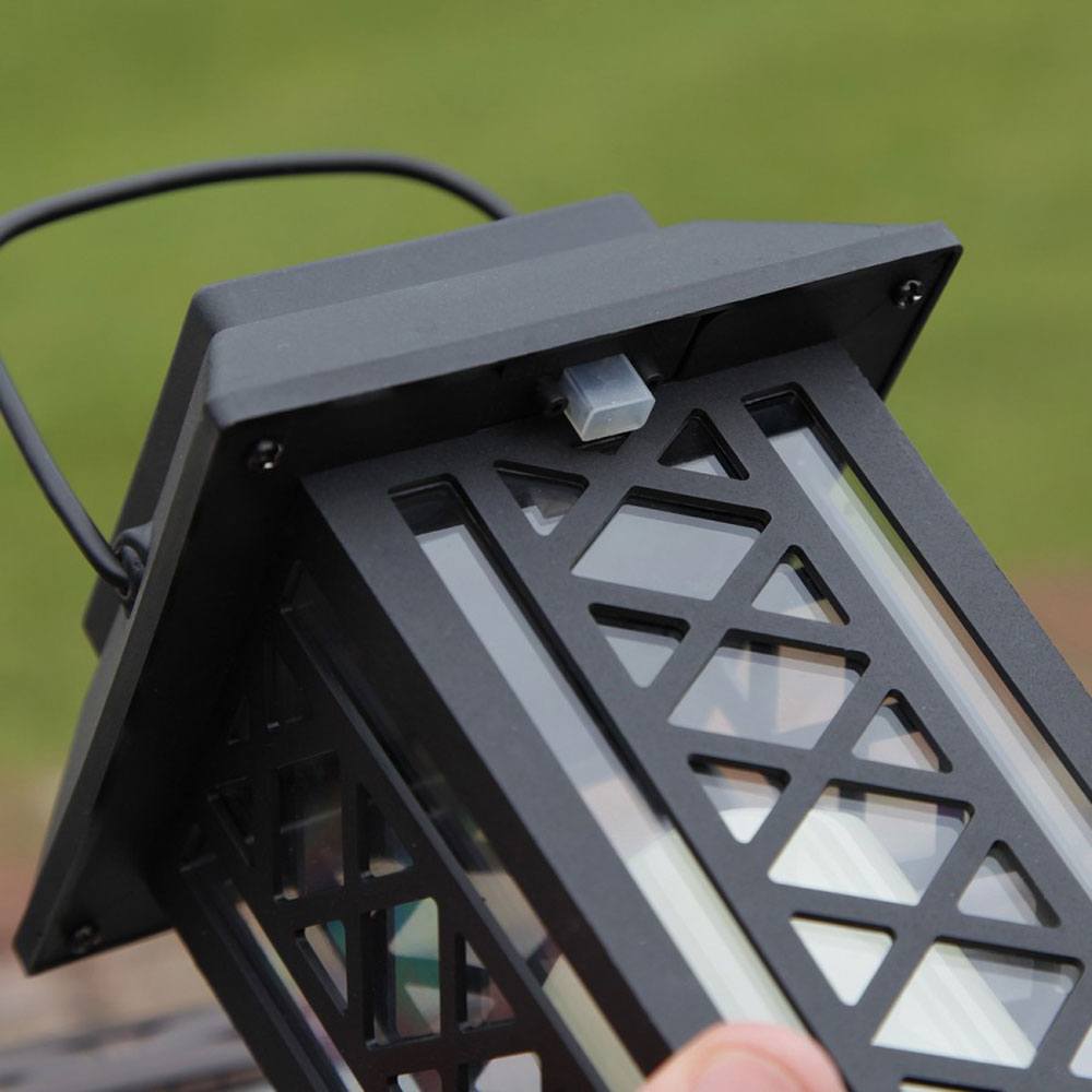 Black Solar Candle Lantern showing lattice effect