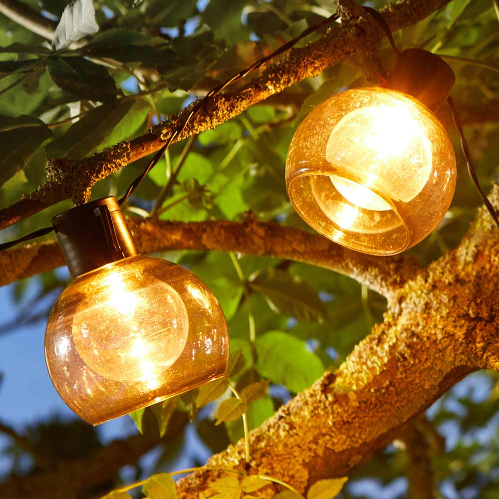Boule Solar String Lights hanging in tree close up