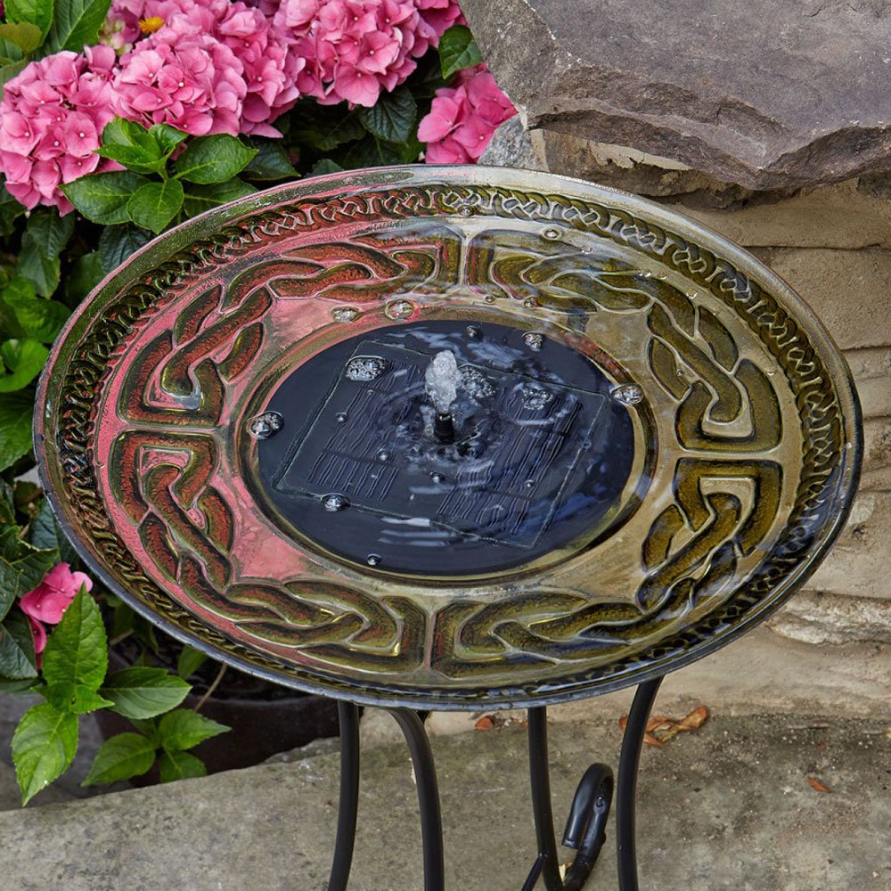 Celtic Spring Outdoor Solar Water Feature - close up of solar panel