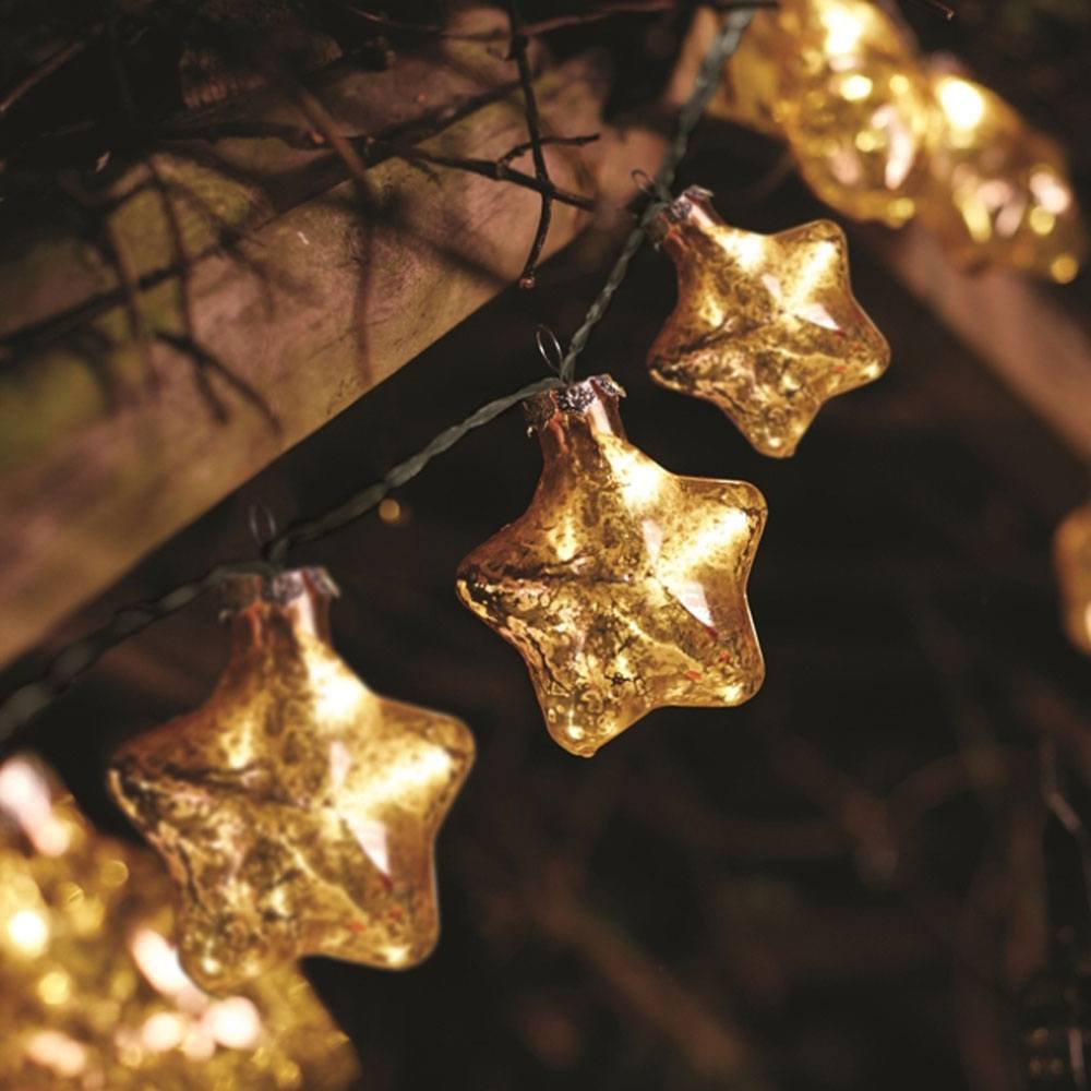 Battery Operated Christmas Lights Stellar Stars in Gold