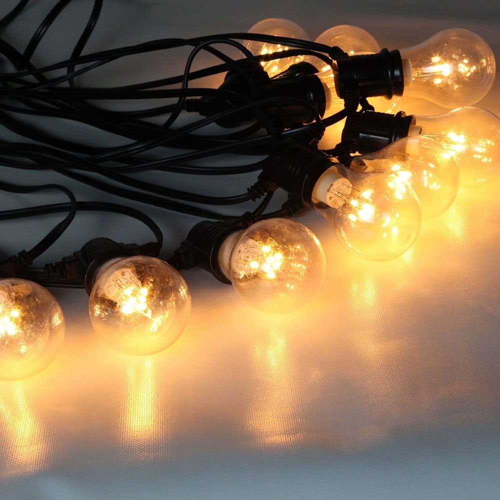 Commercial Festoon Lights Large Traditional Bulbs close up of bulbs