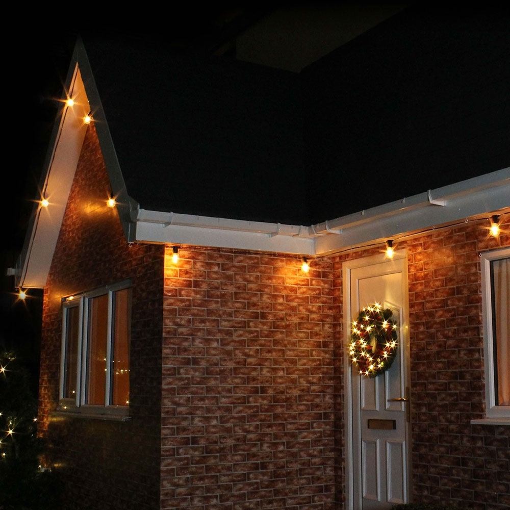 Commercial Festoon Lights Large Traditional Bulbs on house front