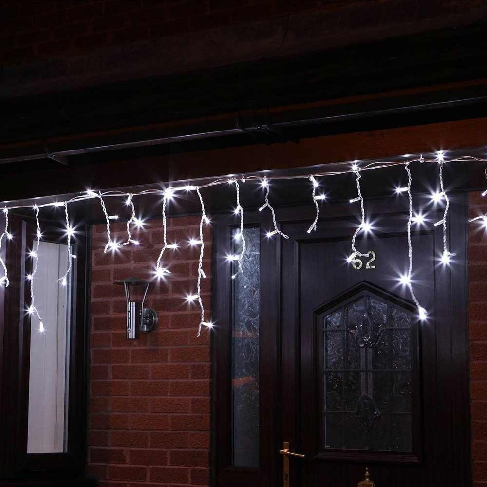 ConnectPro Icicle Lights  on house facia in white