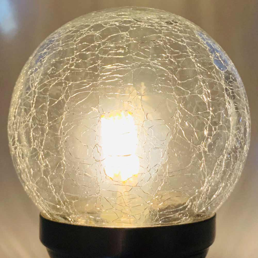 Crystal Globe Solar Stake Lights - close up of the Retro Filament 