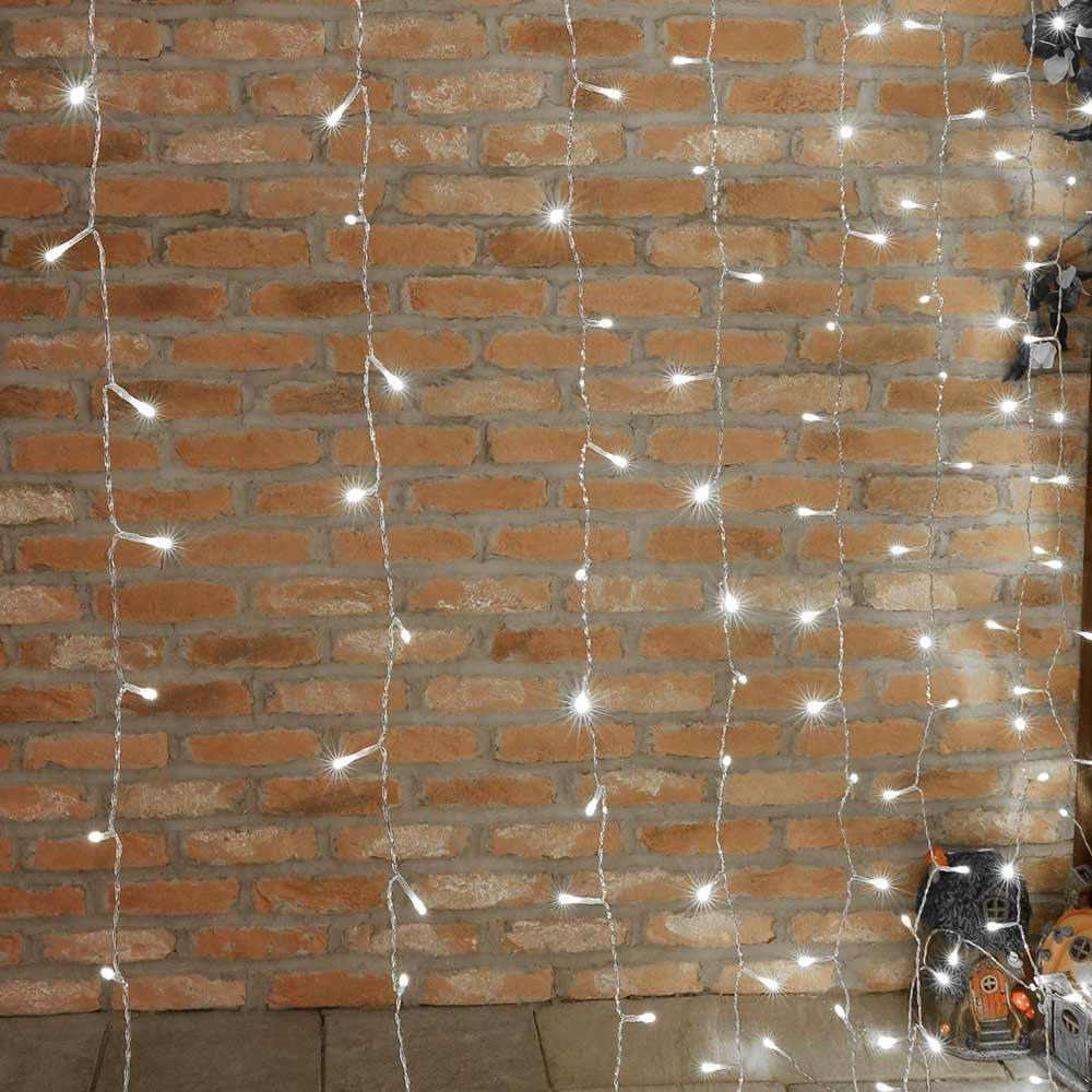 Curtain Lights Connectable Clear Cable 2m x 3m in white 