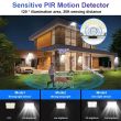 3000 Lumen Solar Powered Security Lights | PIR Motion Sensor, IP67 Waterproof, 20W Dual Brightness Modes