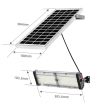 40W Premium Solar Floodlight with ALS Technology – 6000 Lumens showing the lights being used on a modern building with the remote control 