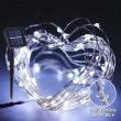 50 LED Solar Firefly String Lights showing three hundred and sixty degree flexible silver wire 