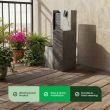 Solar Powered Harmony Pillars Water Feature showing features of the product in a diagram form 