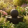 Black Granite Solar Powered Water Feature Showing the realistic granite finish
