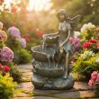 Bronze Cascade Solar Water Feature – Fairy Falls Garden Fountain – Lifestyle