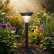 Magnum Solar Stake Light – 100 Lumen Brushed Steel – Lifestyle 3