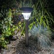 Magnum Solar Stake Light – 100 Lumen Brushed Steel – Lifestyle 3