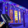 5M Solar Icicle Curtain Lights – Outdoor Waterproof Christmas LED Fairy Lights