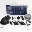 Solar Powered Water Pump with Battery Backup 70W Showing pump dimensions