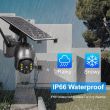 Solar Powered Wireless Security Camera Showing features and dimensions