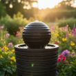 Plinth & Ball Solar Water Feature – LED, Battery Backup – Lifestyle 2