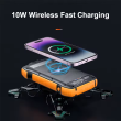 Waterproof Solar Charger 20000 mAh with Wireless Charging showing waterproof shockproof and dust proof properties 