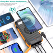 Waterproof Solar Charger 20000 mAh with Wireless Charging showing waterproof shockproof and dust proof properties 
