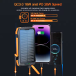 Waterproof Solar Charger 20000 mAh with Wireless Charging showing waterproof shockproof and dust proof properties 