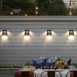 Premium Fence Lights Solar Powered Stylish Outdoor LED Lighting Pack of 2