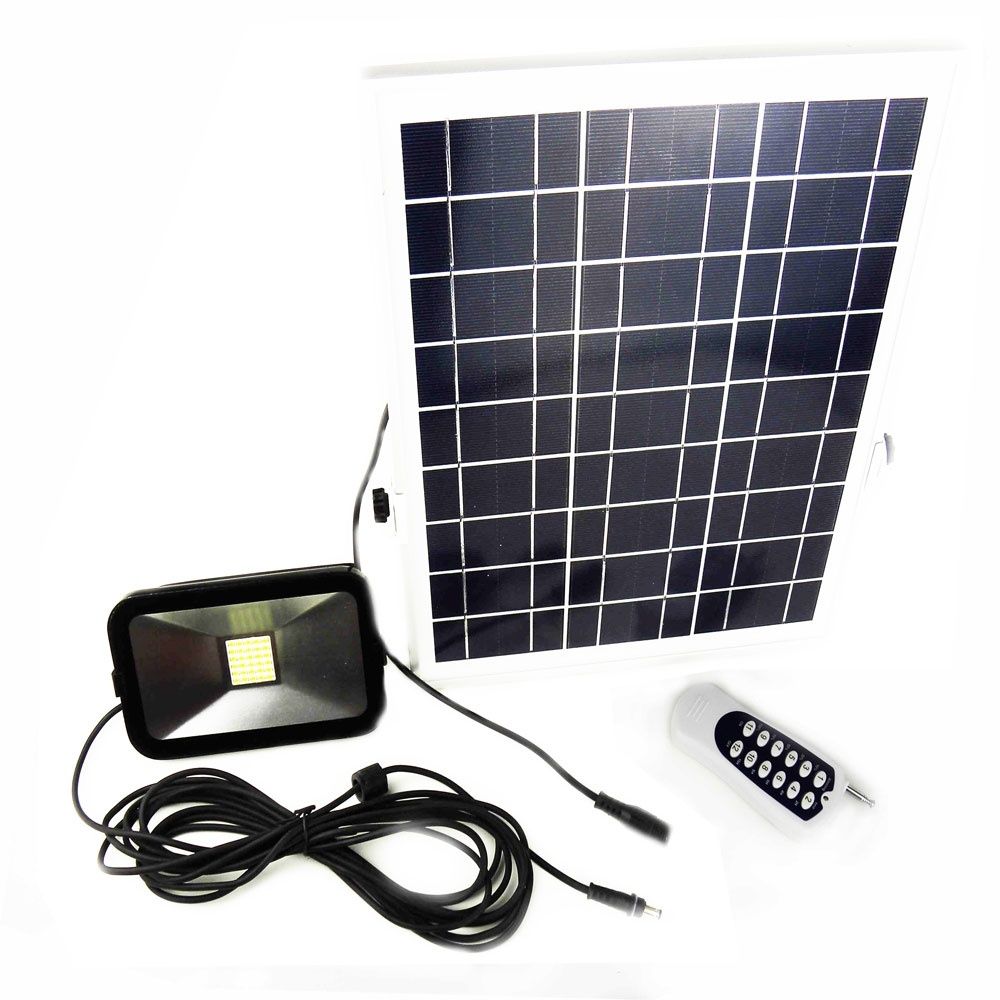 Super Bright SMD LED Solar Flood Light w Panel and Remote - 3