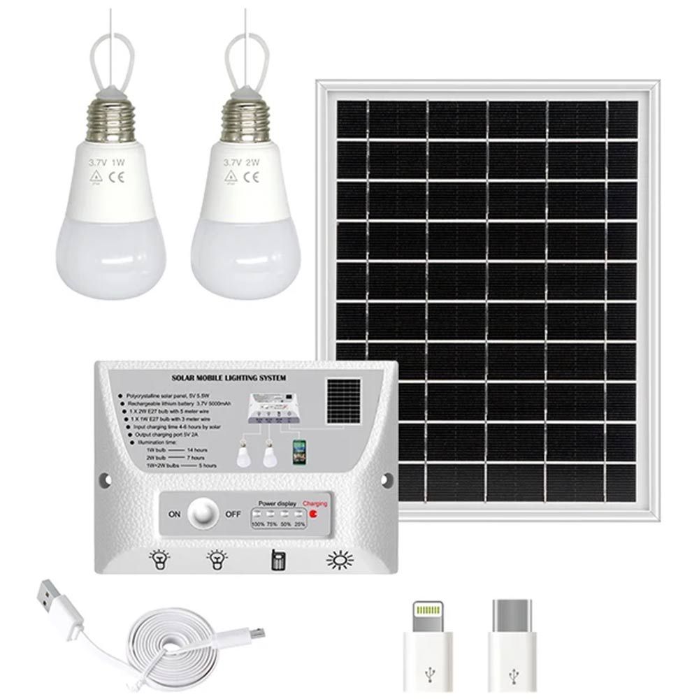 Solar Shed Light Kit Hub 5000 – High-Capacity Solar Lighting with USB Port