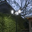 Triple Head Solar Lamp Post 2.1m warm white in Garden
