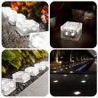 4 White Solar Garden Glass Brick Lights