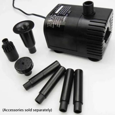 12 Volt Solar Pump – High-Performance Pump for Ponds & Water Features Showing the pump with the Attachments included