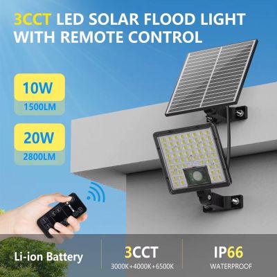 20W Solar Security Light – 2800 Lumens, 3CCT, PIR Motion Sensor & Remote, IP66