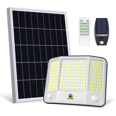 4000-Lumen Solar Security Floodlight – Dual PIR Detection & Remote Triple-Sided LEDs