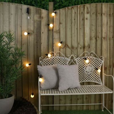 Battery Festoon Lights 10 Warm White on fence