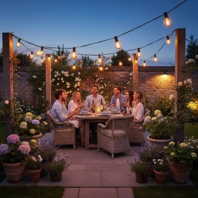 50ft G40 Festoon Lights - 50 Shatterproof Bulbs, 4 Modes