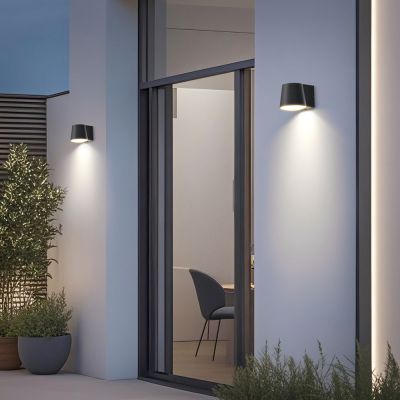 Outdoor Solar Wall Lamp – Classic Design 1000 Lumen – ALS, PIR, 4 Modes - two lights mounted outside on a wall beside an entrance door