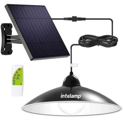 Solar Pendant Light – 600 lumen hanging lamp in garden shed interior
