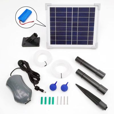 Solar Pond Air Pump Dual Stone With Battery Backup