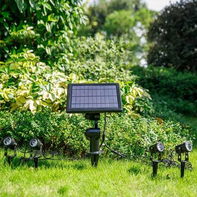 High Lumen 4‑Head Solar Garden Spotlight
