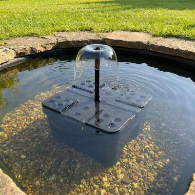 Solar Pond Filter Kit - Submerged in Pond with Bell Fountain