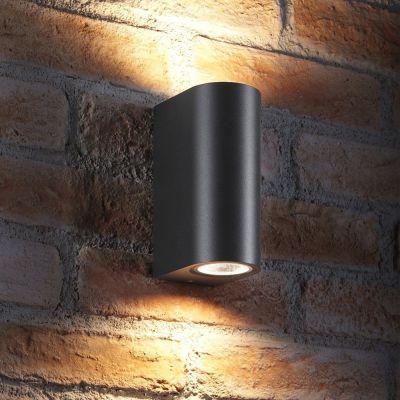 Outdoor Wall Lights | Up & Down Lights in Black warm white led light