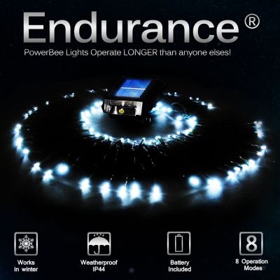 Solar Fairy Lights 120 Dual String White Powerbee Endurance ®
