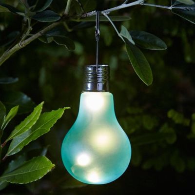 Eureka! Neo Solar Light Bulb - Blue hanging in tree at night