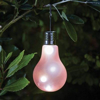 Eureka! Neo Solar Light Bulb - Pink hanging in tree at night