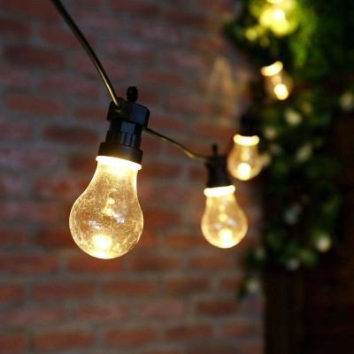 10 G60 Bulb Battery Operated LED Festoon Party String Lights with Brass Fittings 