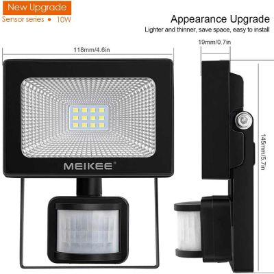 Security Lights 10W Front & side view